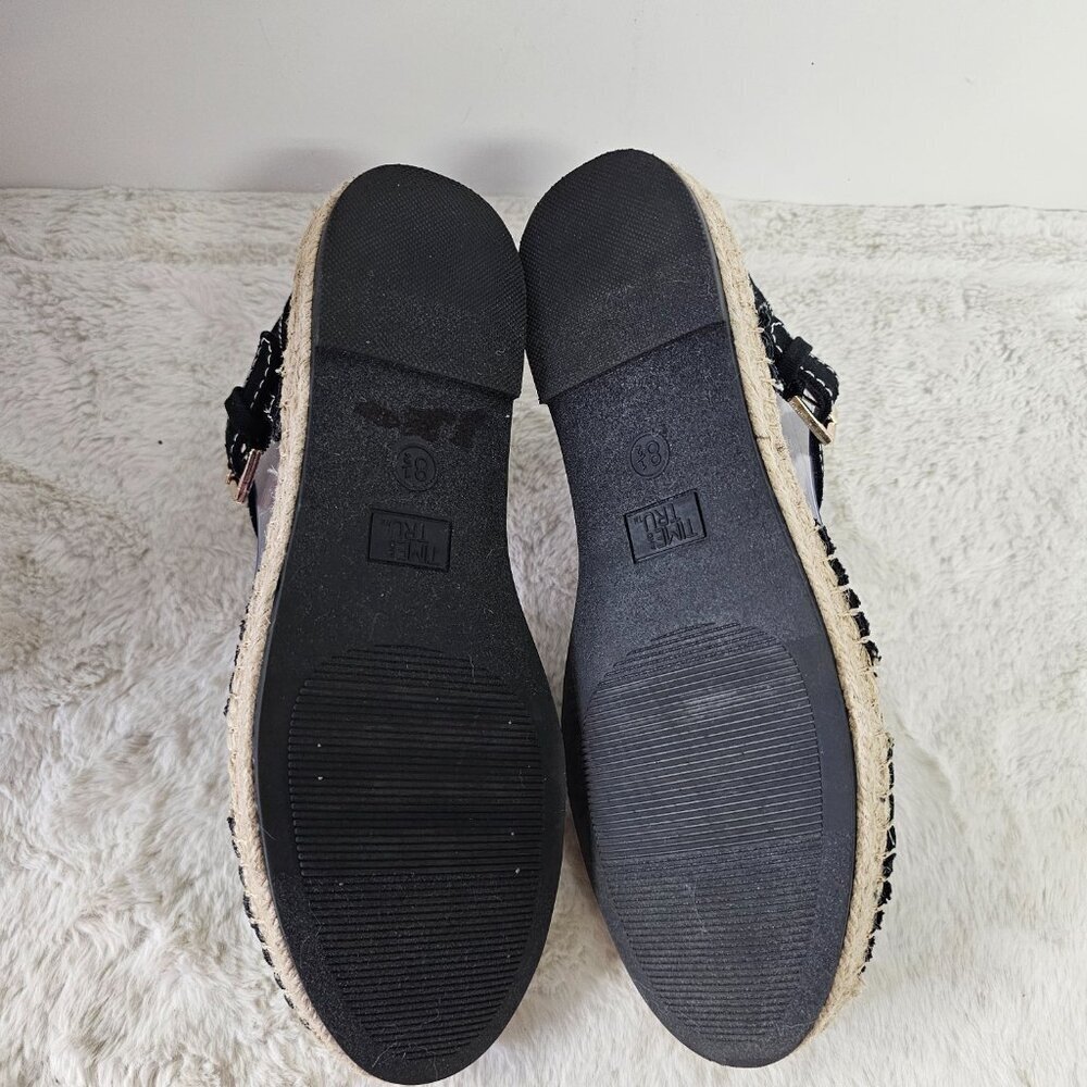 Time and Tru Espadrilles Boho Jute Crochet Black Cream 8.5 - Picture 9 of 13